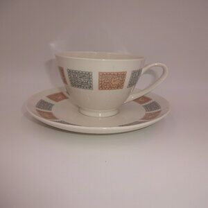2 Pc Vintage Kokura Ware Milan Cream Tea Cup & Saucer Birds Houses 2106 Japan